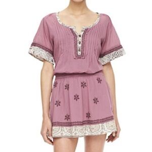 Free People Meet Me in Marta Boho Indie mauve Mini Dress